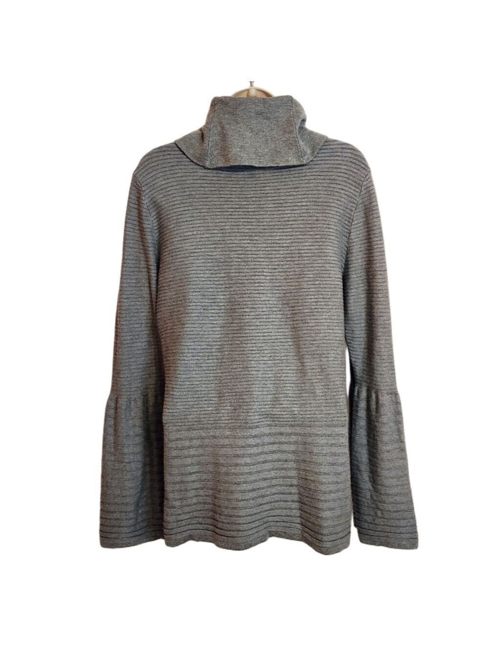 Calvin Klein Heather Grey Ribbed Cowl Neck Sweater Medium - Picture 3 of 7
